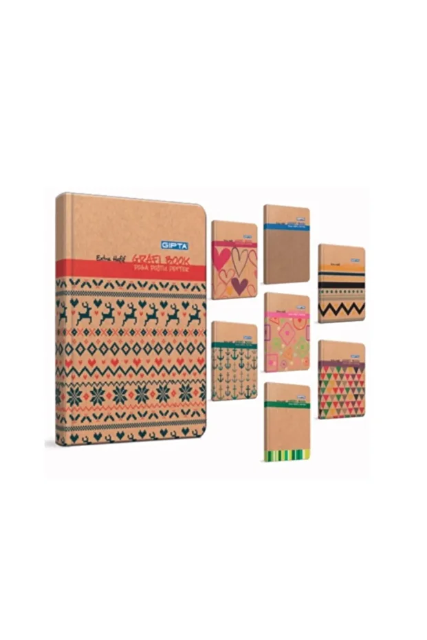 Grafi Book Ip Dikişli Sert Kapak Not Defteri 20x28cm 120 Yaprak Kareli (3 Lü Paket) 2095 - 1