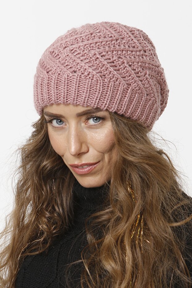 36 Astarlı Triko Örgü Bere - Somon - 3