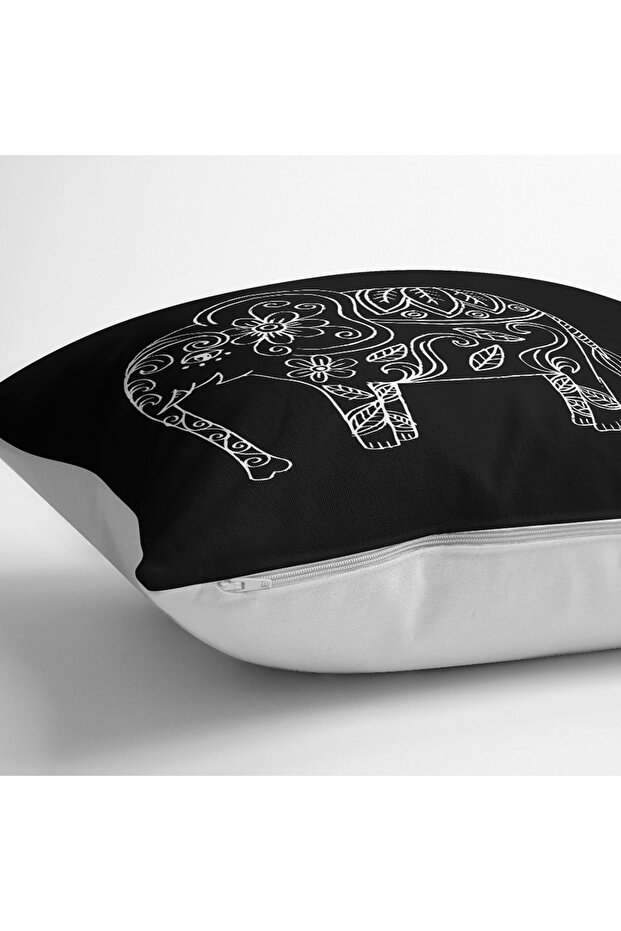 غطاء وسادة مستطيل بتصميم مخصص على شكل فيل ماندالا بتصميم كلاسيكي - 3