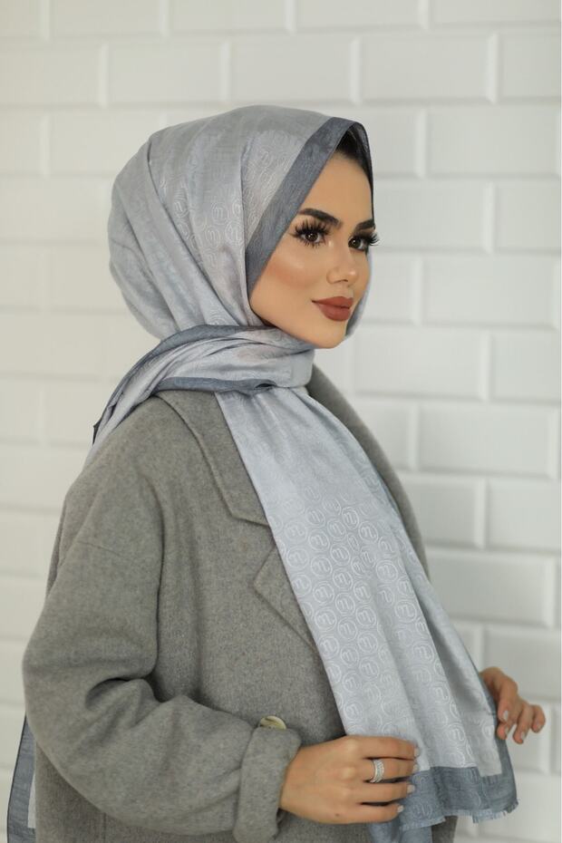 Women's Gray Monogram Shawl 7004-3