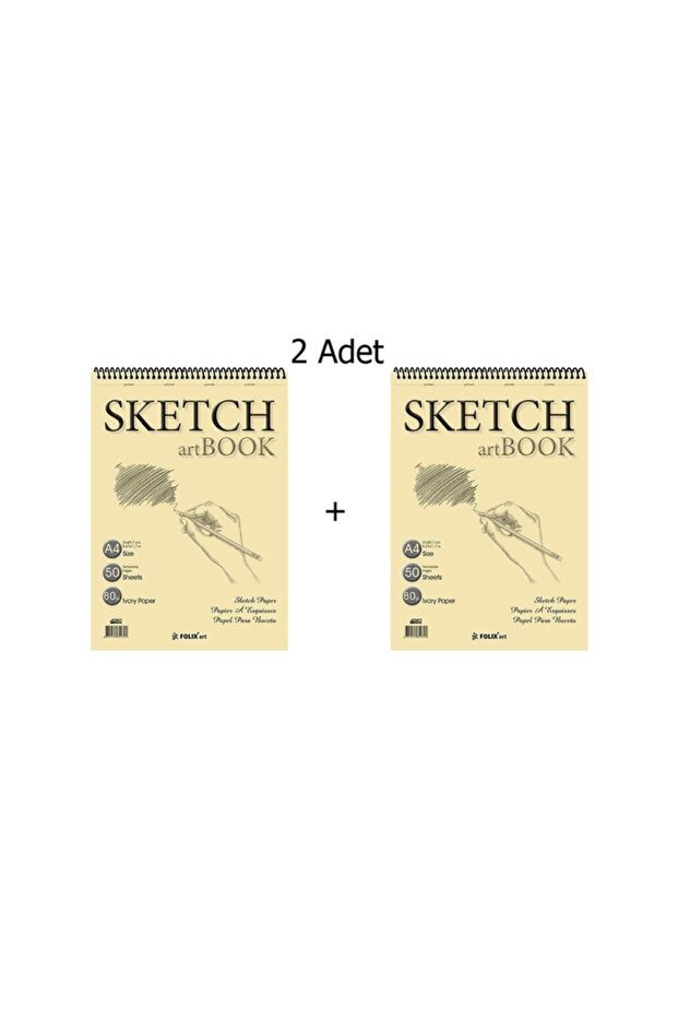 Folıx Eskiz Defteri A4 50 Yaprak Spiralli Ivory Sketchbook 80 Gr - 2'li - 1
