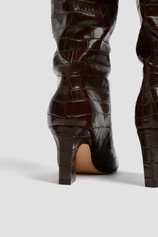 Timsah Derisi Görünümlü Topuklu Çizme - 4