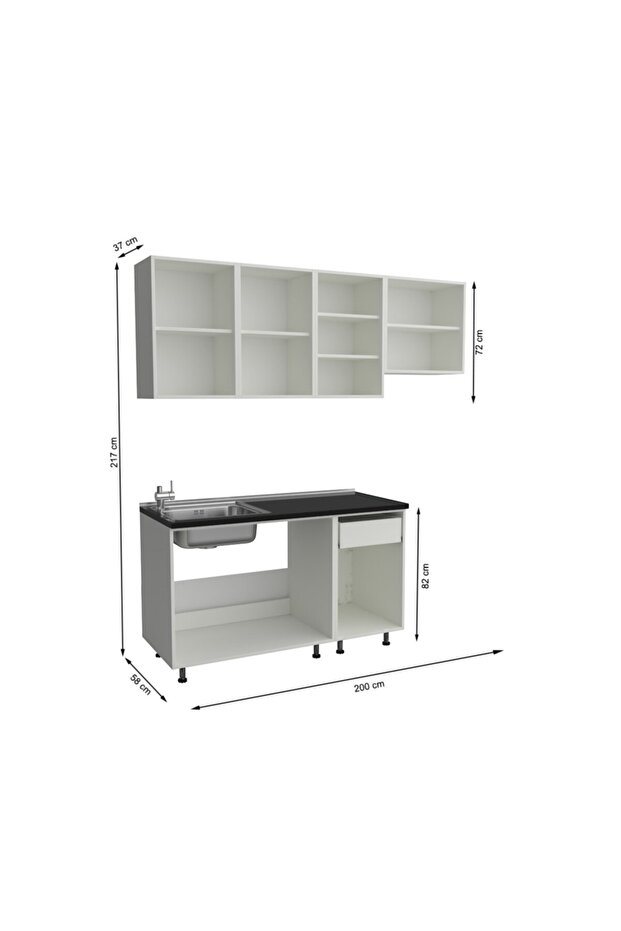 200 Cm Antrasit Hazır Mutfak - 6