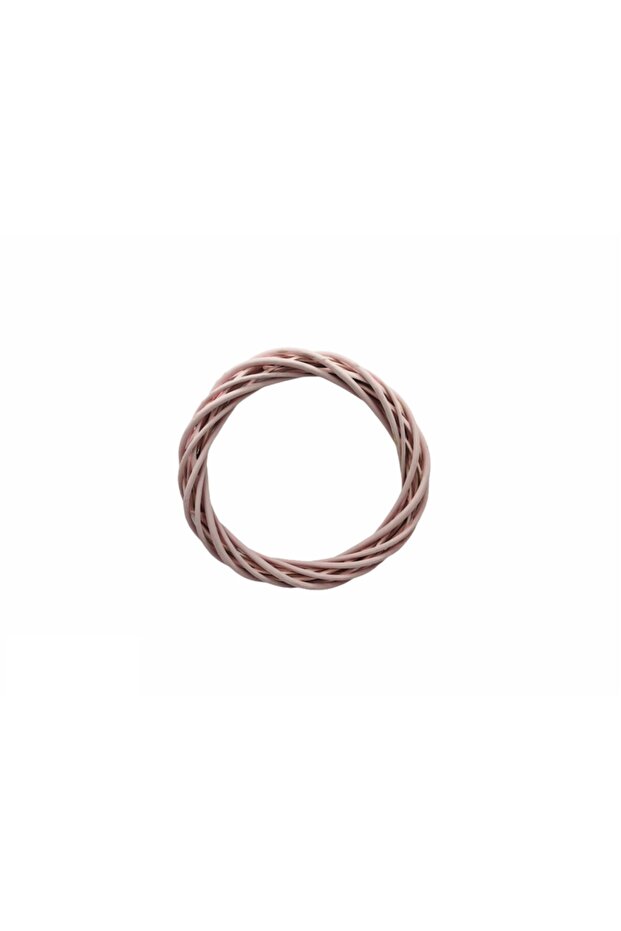 Doğal Ahşap Bambu Kapı Süsü Çelengi 25cm Pembe - 1