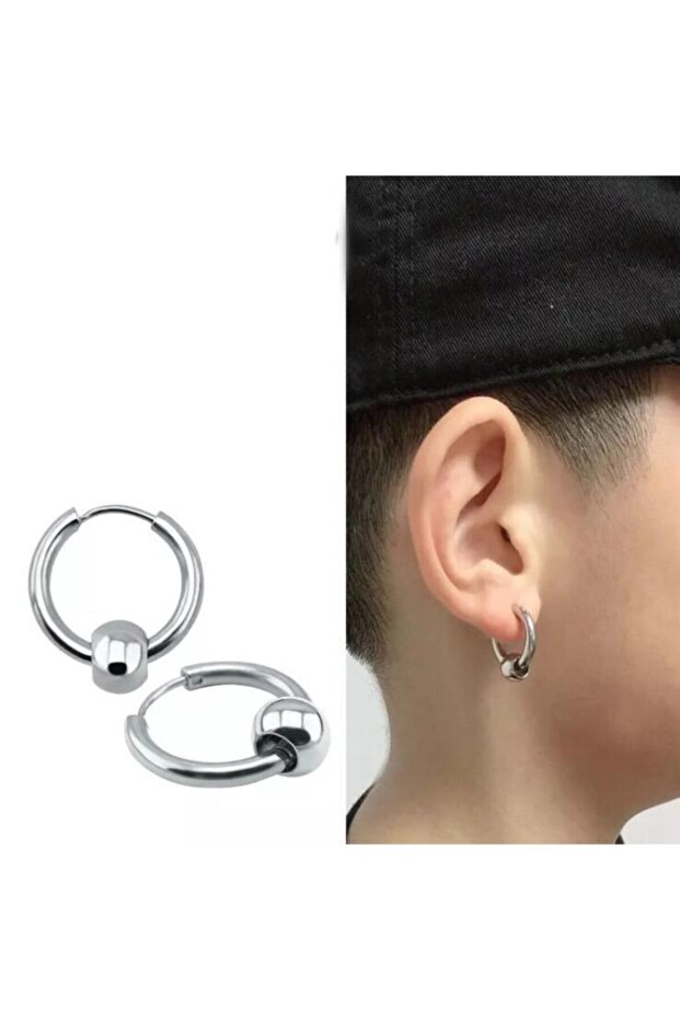 Silver Color Non Tarnish 12mm Steel Hoop Earrings
