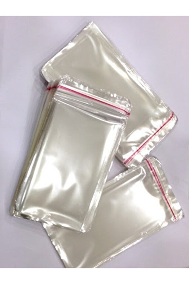 8x12 +5 Cm Şeffaf Bantlı Jelatin Torba - Yapışkanlı Poşet - 100 Adet - 2