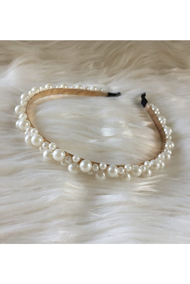 Lüks Trend Moda Marka Örme Inci Taç - 1