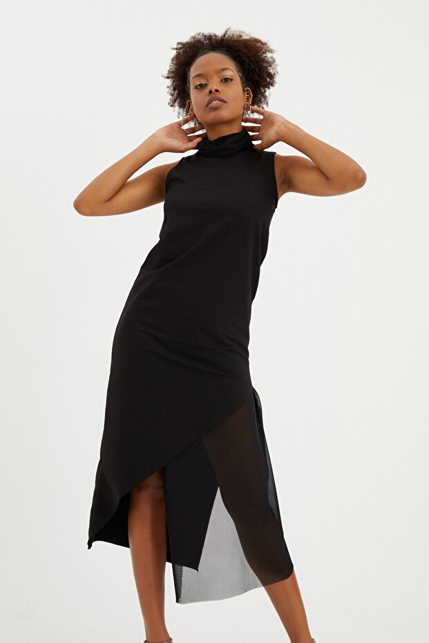 Tulle Detail Tunic Dress