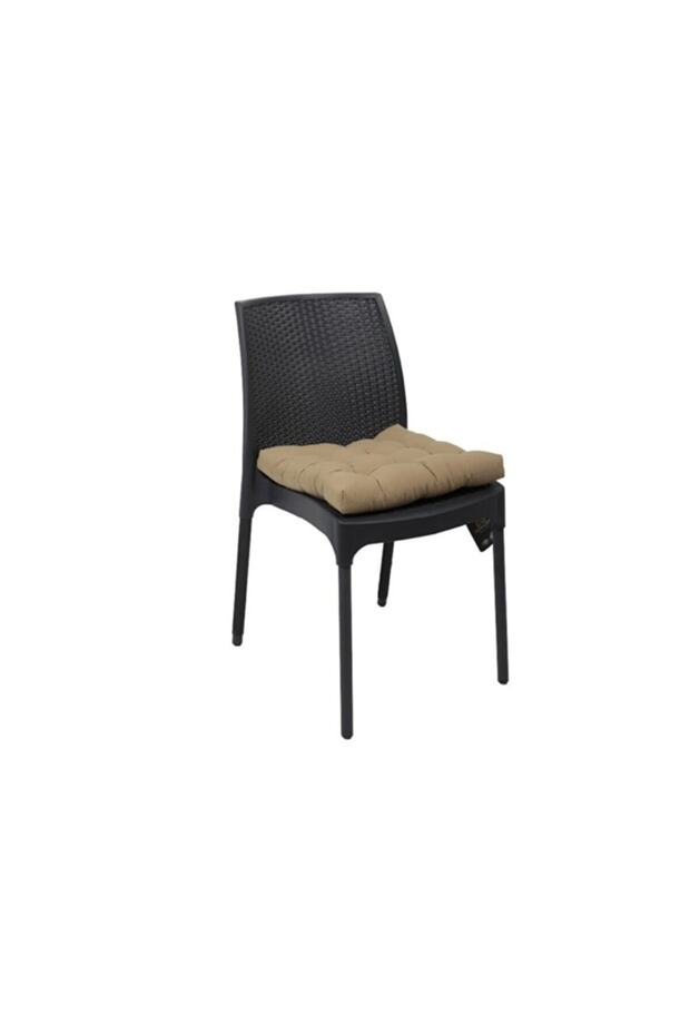 6 Lı Pofidik Natura 40x40 Rattan Cırtlı Sandalye Minderi Seti Camel - 3