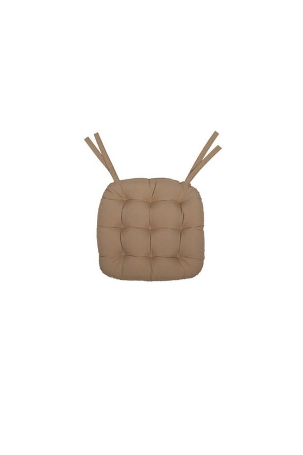 6 Lı -özel Indirimli Set- Pofidik Natura 40 Oval Bağcıklı Sandalye Minderi Seti -camel - 6