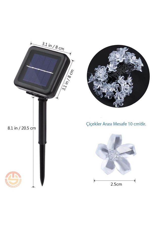 50 Ledli 8 Modlu Solar Çiçekli Rgb Bayçe Aydınlatma Dekorasyon Güneş Enerjili - 5