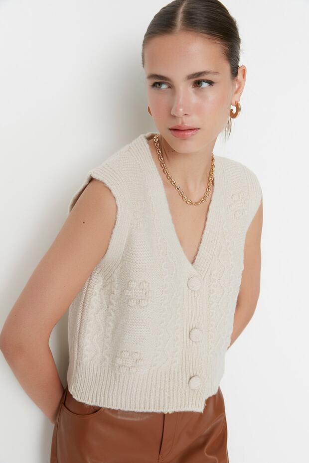 Stone Soft Textured Knitwear Vest Twoaw22Bz0033