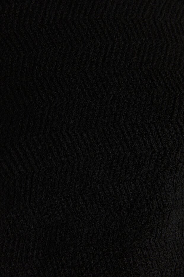 Schwarzer weich strukturierter Basic-Strickpullover TWOAW21KZ0204 - 4