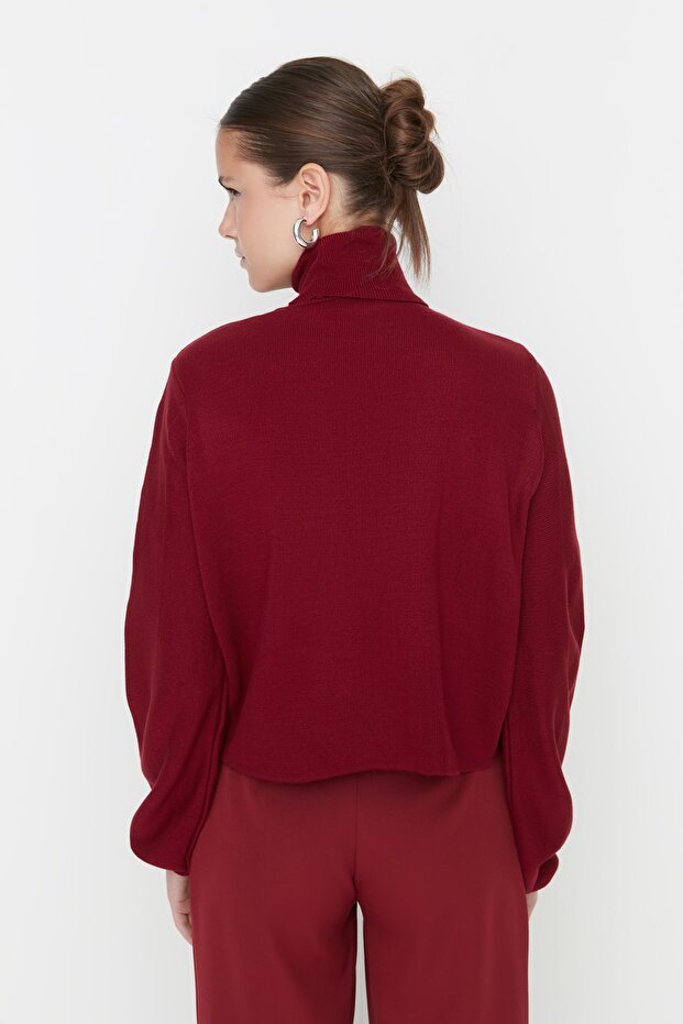 Claret Red Basic Rolák pletený sveter TWOAW21KZ0485 - 5