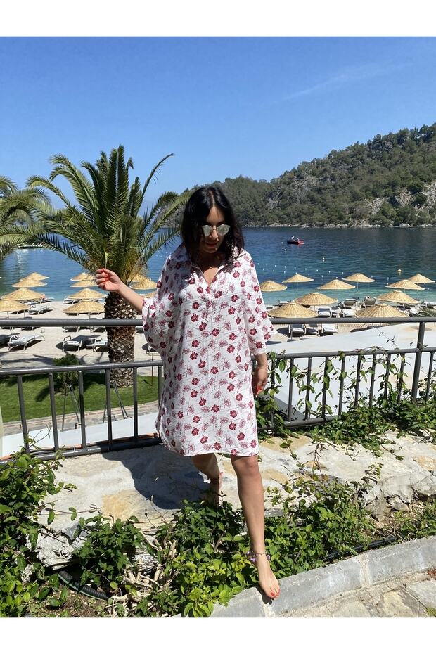 Çiçek Desenli Gömlek Model Kaftan
