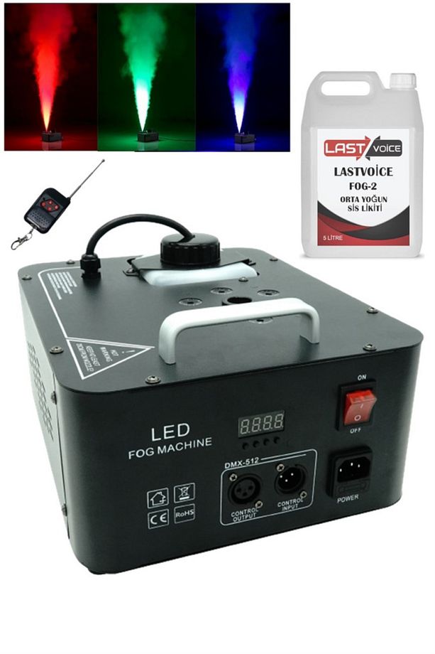 Volcano-2000lk Dmx Sis Makinası 2000 Watt Led Işıklı Ve Uzaktan Kumandalı (5 Litre Likitli) - 1