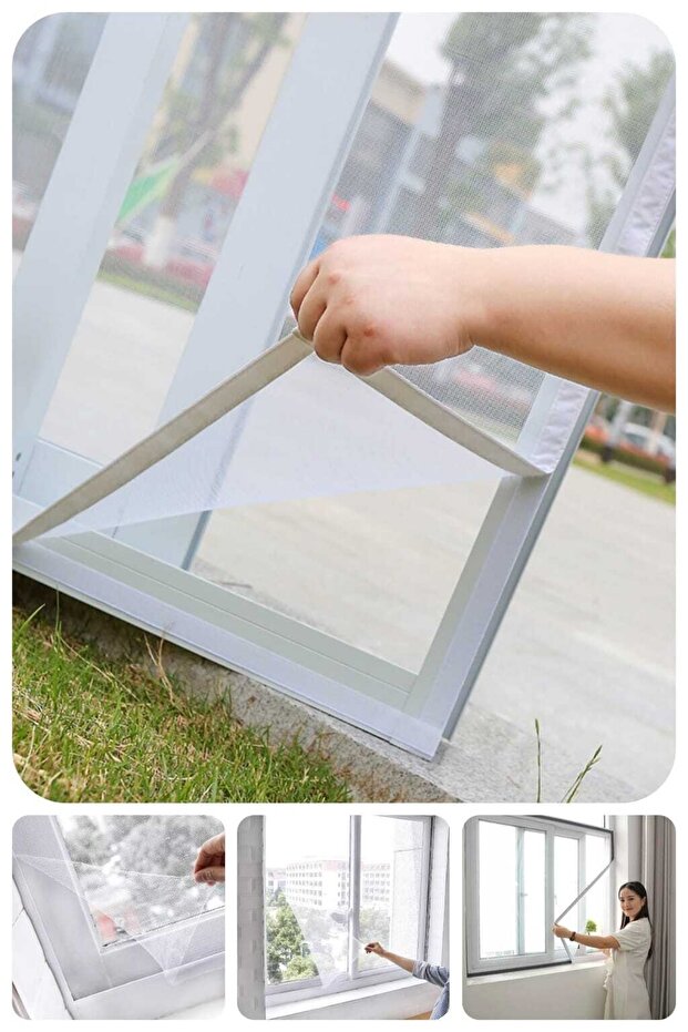 Genel Markalar Sineklik Kendinden Yapışkanlı 100x150 Cm Ölçülü Pencere Sineklik 5 Metre Bant Hediyeli