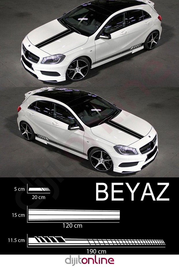 5 Pieces Car Sports Sticker - Auto Sticker - Car Sticker 15x2.5 - 21x90 -10x180 Cm