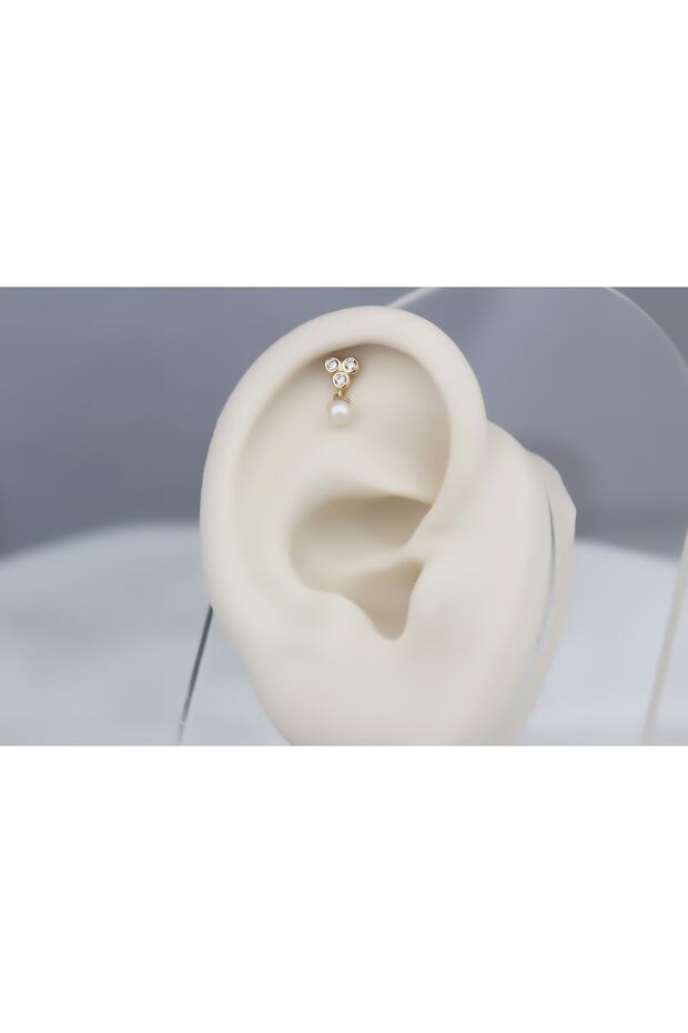 Altın Inci Üç Taş Helix Piercing - 2