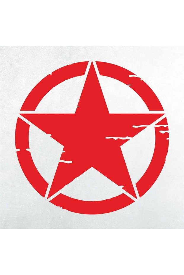 Military Star Gasoline Bottle Cap Sticker 13x13 cm Red Color