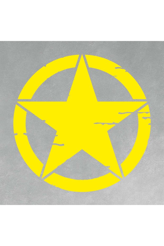 Military Star Gasoline Bottle Cap Sticker 13x13 cm Yellow