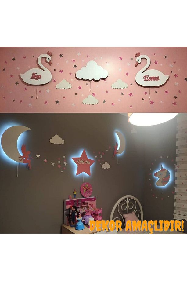 Ahşap Ay dede Aydınlatma Sarı - 5