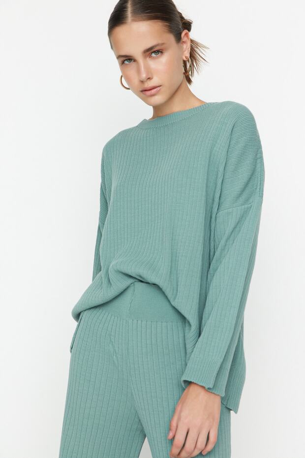 Mint Geniş Kalıp Basic Fittilli Triko Alt-Üst Takım TWOSS20AU0084 - 3