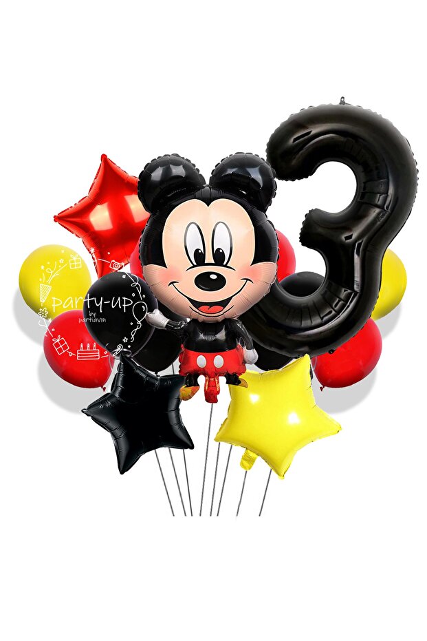 3 Years Old Black Figure Balloon Mickey Mouse Balloon Set Mini Mouse Themed Set of 17