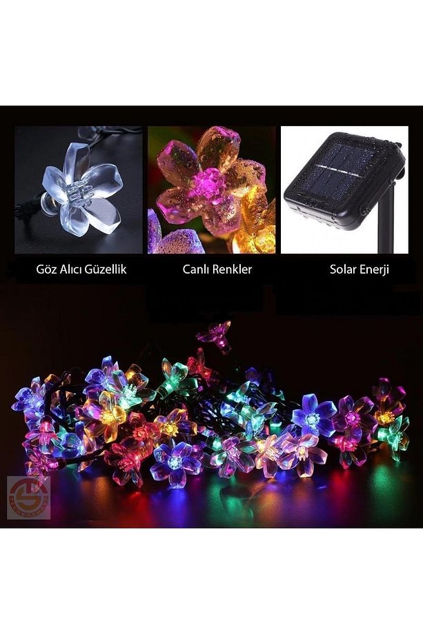 50 Ledli 8 Modlu Solar Çiçekli Rgb Bayçe Aydınlatma Dekorasyon Güneş Enerjili - 3