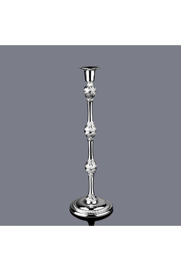 Gümüş Metal Şamdan Mumluk - 1