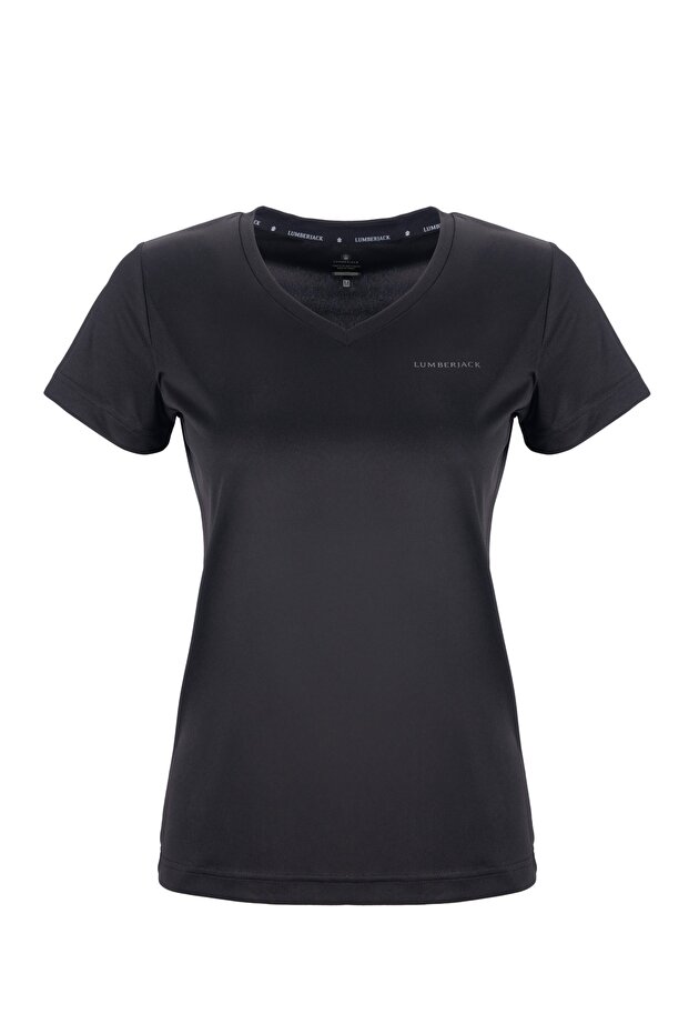 Women's T-shirt Basic Pes V Neck Ct127 Black/black 22s43ct127