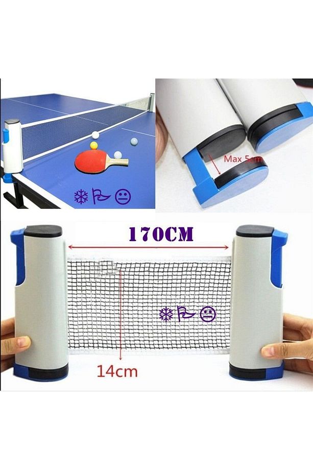 Portatif Açılır Kapanır Ayarlı Masa Tenisi File 2 Raket 3 Top Set - 3