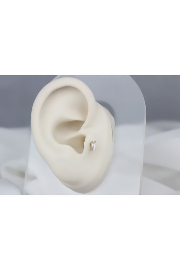 Altın Tek Baget Tragus Piercing - 2