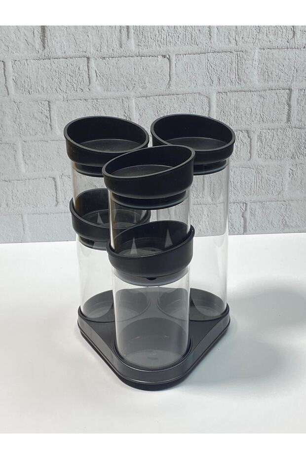 Glass Spice Rack Set Spice Set with Rotating Stand 6 Pieces Sorti - 4