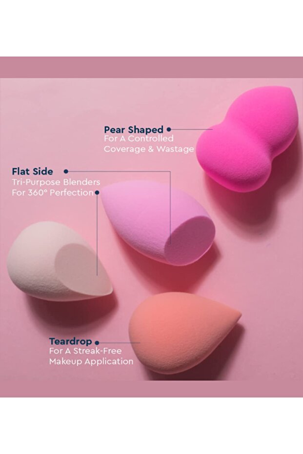 Pembe 4 Parça Makyaj Süngeri Seti - 2