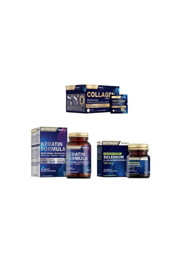 Collagen 30 Sachets 10000 Mg + Selenium 100 Mcg 100 Tablets + Keratin Formula 60 Tablets