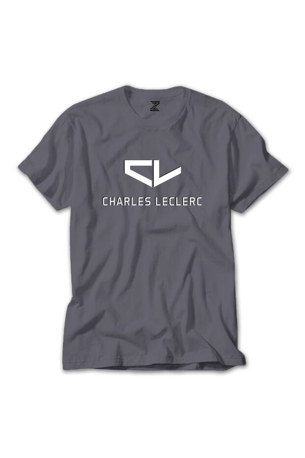 F1 Charles Leclerc Logo Gri Tişört - 1