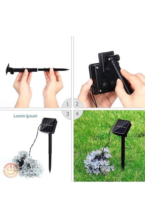 50 Ledli 8 Modlu Solar Çiçekli Rgb Bayçe Aydınlatma Dekorasyon Güneş Enerjili - 4