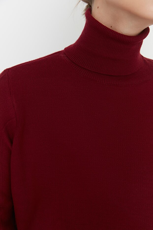 Claret Red Basic Rolák pletený sveter TWOAW21KZ0485 - 4