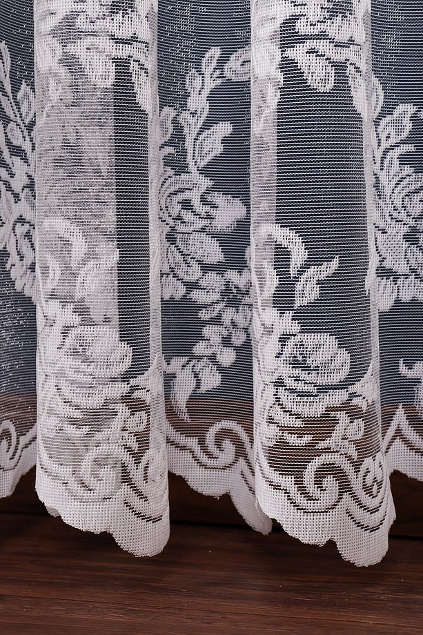 Gül Desenli Dantel Tül Perde, 350x250cm, 1/3 Sık Pile, Krallar04181 - 5