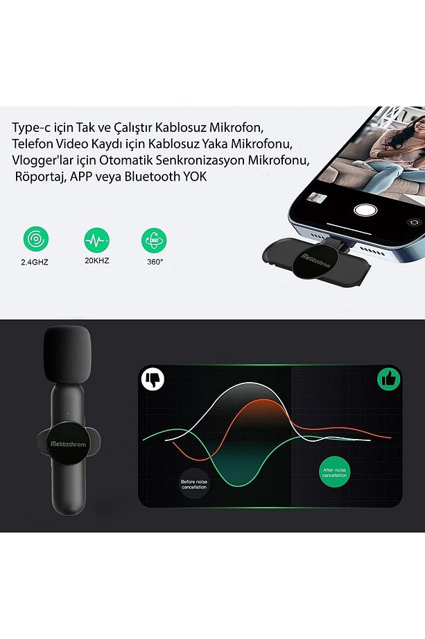 Kablosuz Yaka Mikrofonu Wireless Iphone Lightning Girişli Youtube Tiktok Yayın Için Mikrofon - 5