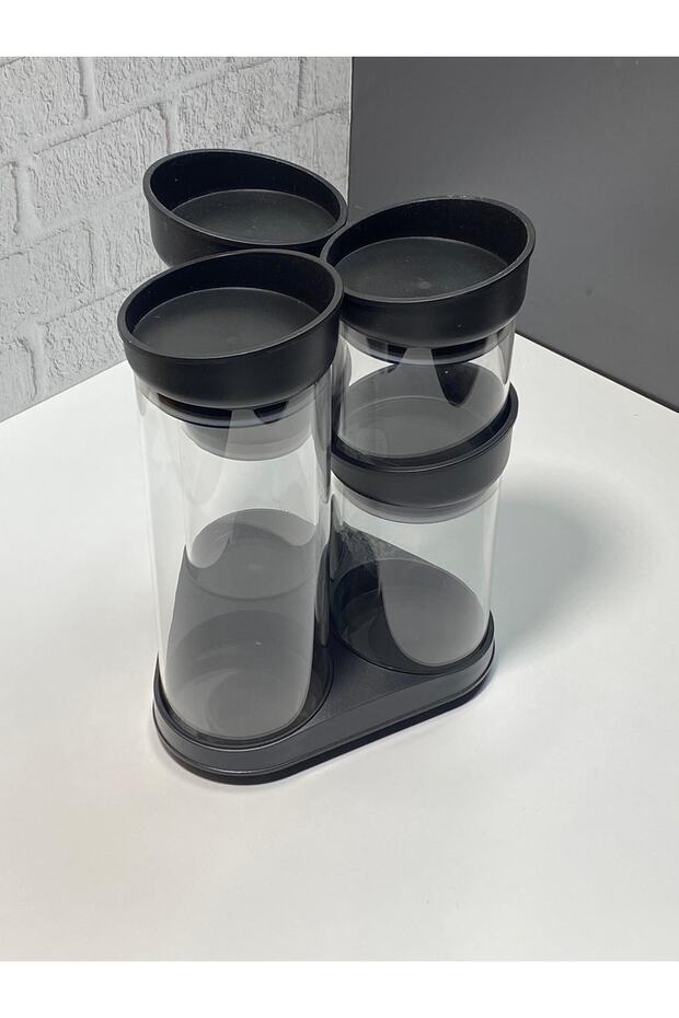 Glass Spice Rack Set Spice Set with Rotating Stand 6 Pieces Sorti - 6