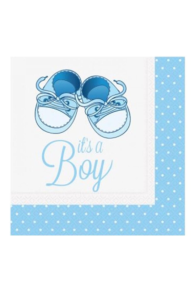 33*33 سم مناديل 20 قطعة - It's a Boy Blue Booties