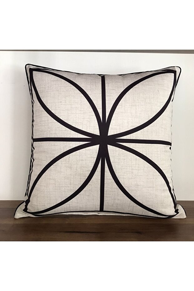 E985-Hrn2764 Digital Printed Throw Pillow Cover with Ribbed Edges and Double Sided Linen Effect