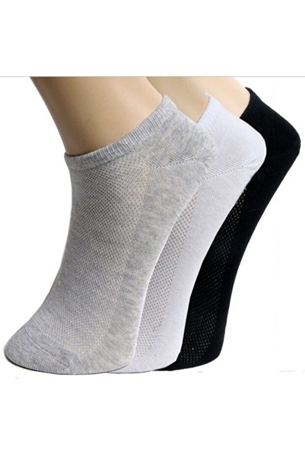 3 Pairs Men's Booties Socks 3 Colors Black-white-gray Sneakers Short Socket Summer Socks