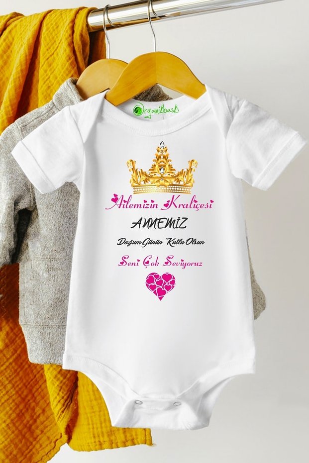 Happy Birthday Mommy, My Queen 100% Cotton Organic Printed Baby Bodysuit