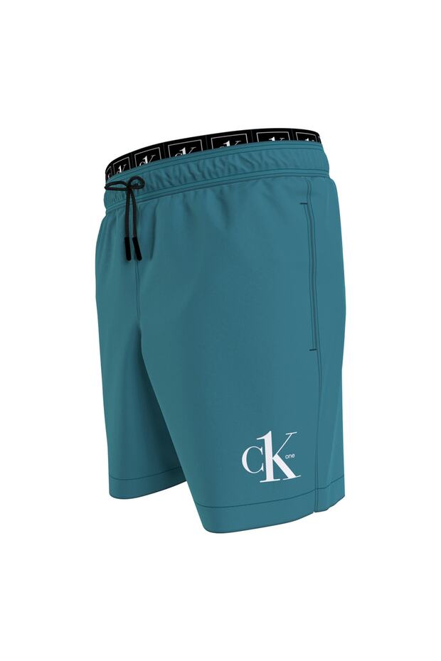 Kv0kv00003-medium Double Waistband Lastikli Standart Kalıp Düz Mavi Erkek Çocuk Şort - 1