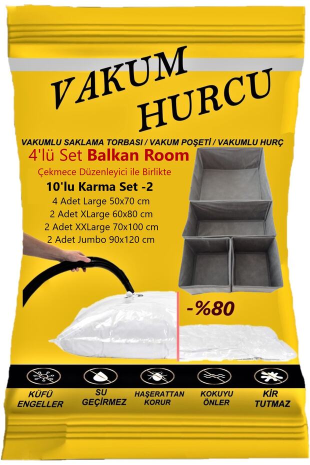 Mixed Set of 10- Practical and Quick Storage Solution with 2 Vacuum Bags