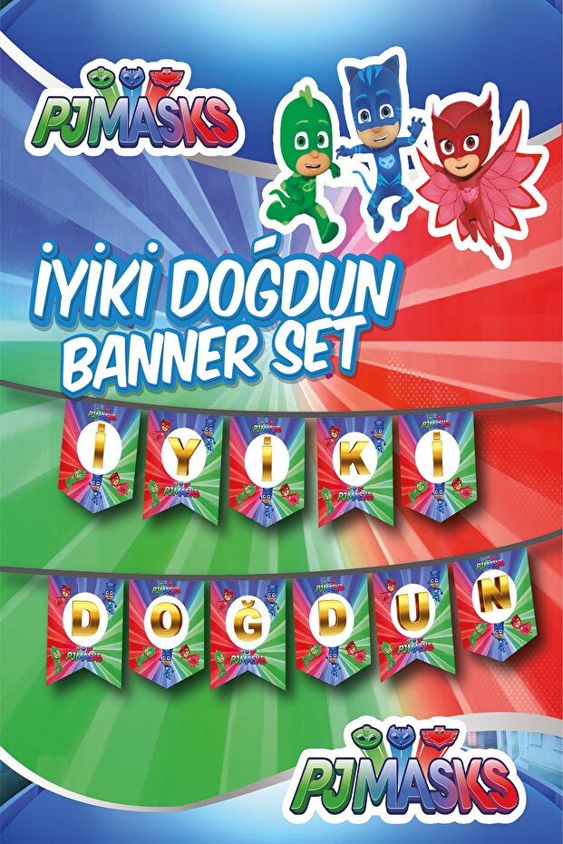 Pj Masks Themed Happy Birthday Banner Text
