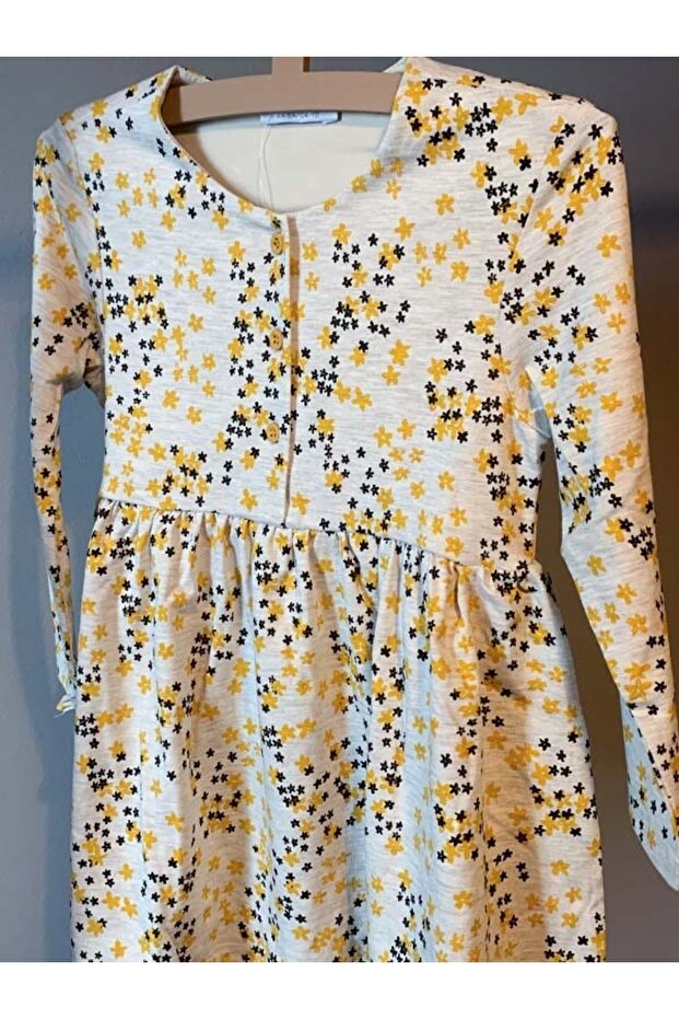 Çiçek Desenli Düğmeli Elbise - 2